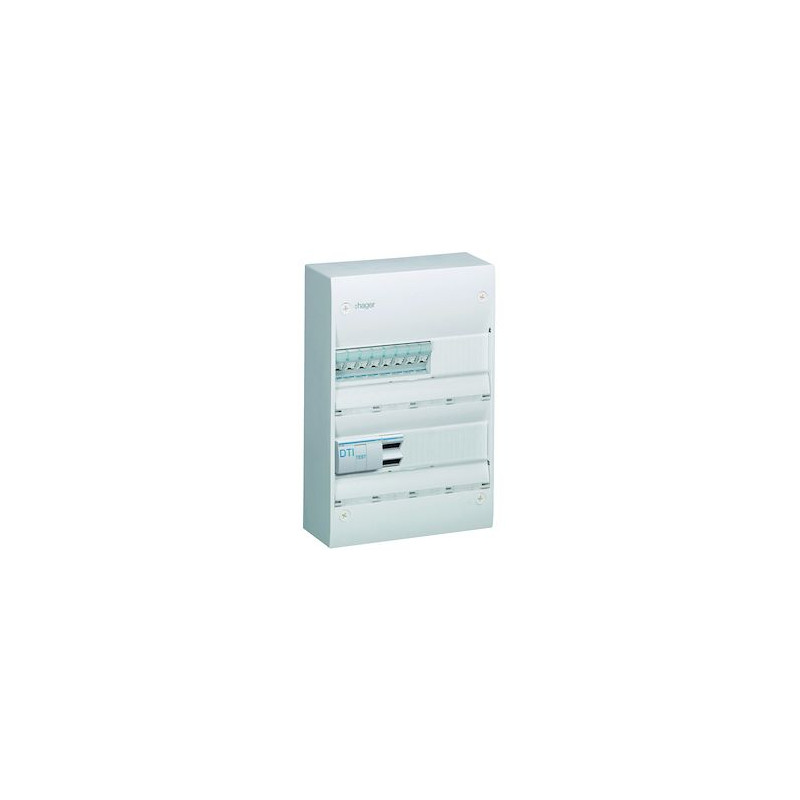 Coffret de communication VDI Hager gamma+ – 2 rangées 26 modules, 8 RJ45 Cat 6A, grade 3TV