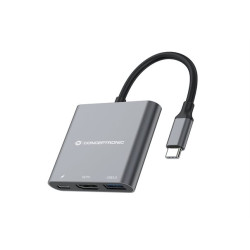 Adaptateur USB-C vers HDMI, USB 3.0 et USB-C PD – 15 cm, mâle/femelle