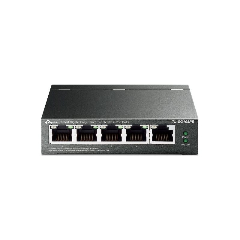 Commutateur réseau TP-Link TL-SG105PE – 5 ports Gigabit, 4 PoE+, Easy Smart, boîtier métal
