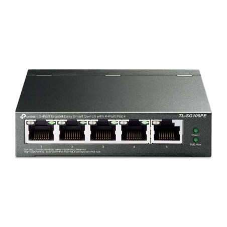 Commutateur réseau TP-Link TL-SG105PE – 5 ports Gigabit, 4 PoE+, Easy Smart, boîtier métal