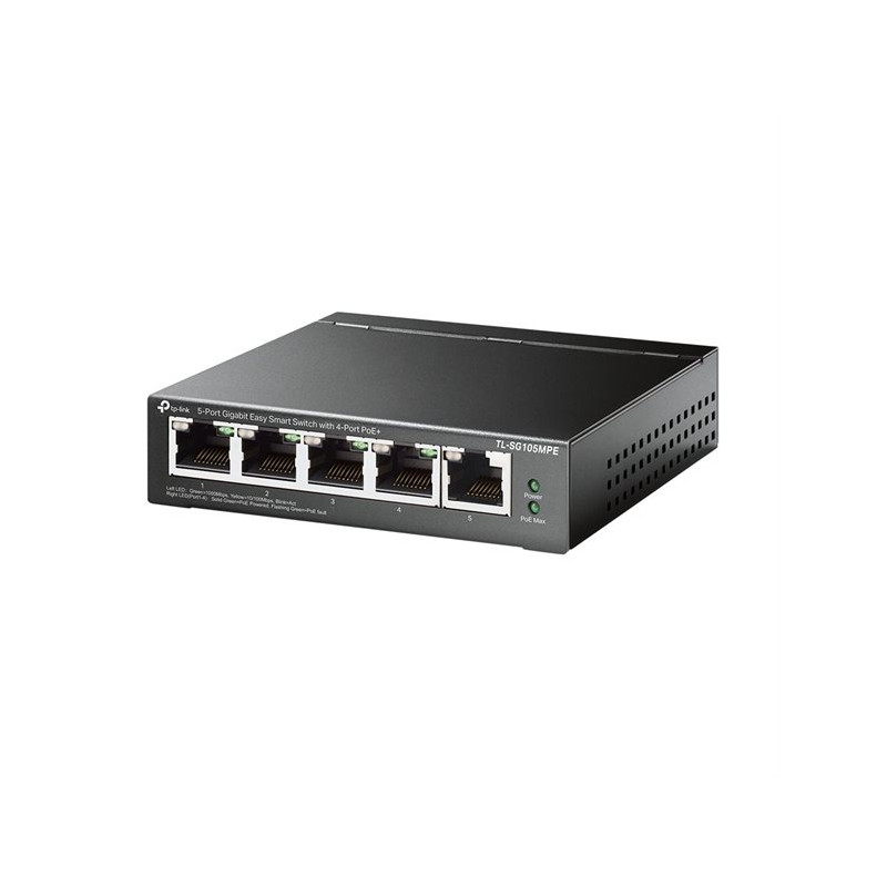 Commutateur TP-Link TL-SG105MPE – 5 ports Gigabit, PoE+ 4 ports, boîtier métal, non géré