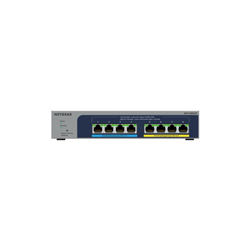 Commutateur Netgear MS108EUP – 8 ports multi-Gig 2,5 Gbit/s, PoE++ Ultra60, non géré