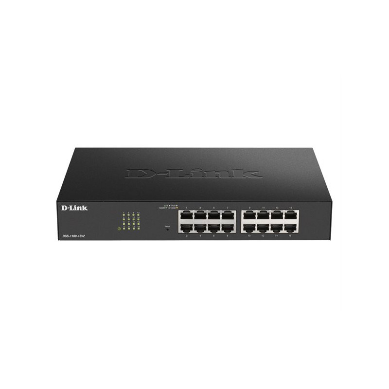 Commutateur réseau D-Link DGS-1100-16V2 – 16 ports Gigabit, rack 19 pouces, administrable