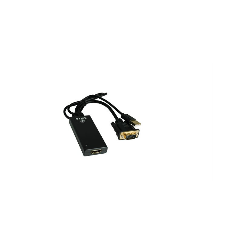 Adaptateur TERRA VGA vers HDMI avec audio noir – connecteur USB Type-A