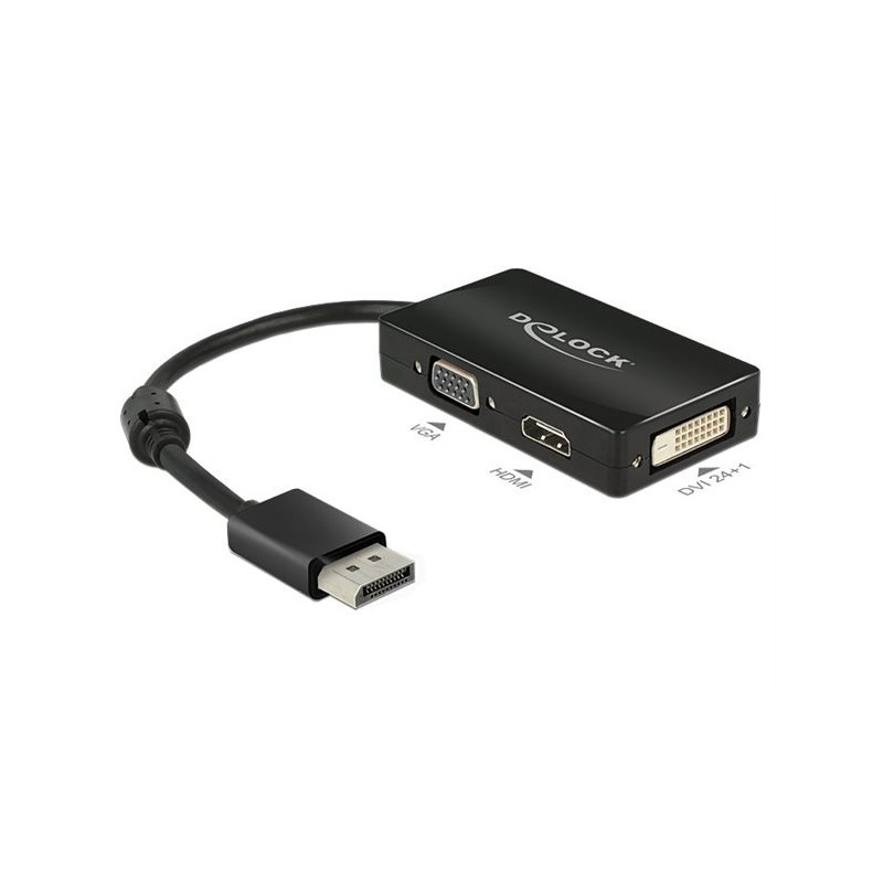 Adaptateur passif Delock DisplayPort 1.2 vers VGA/HDMI/DVI noir