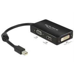 Adaptateur passif Delock Mini DisplayPort vers VGA/HDMI/DVI noir