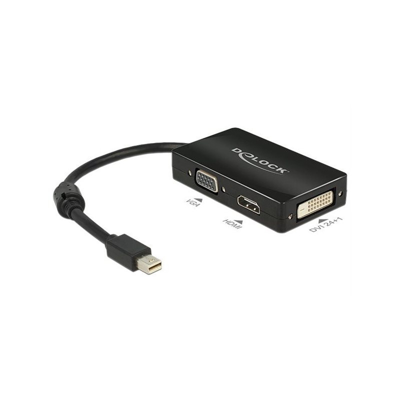 Adaptateur passif Delock Mini DisplayPort vers VGA/HDMI/DVI noir
