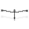 Support triple écran Digitus – 3 x 15 à 27 pouces, 3 x 8 kg, fixation par pince, noir