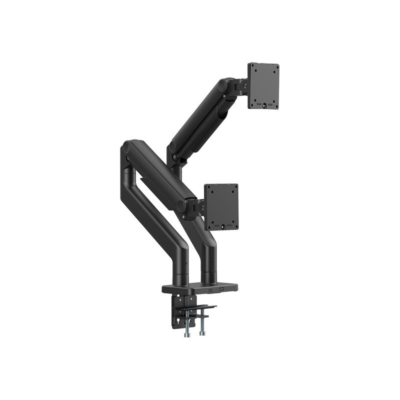 Support double écran Digitus – 2 x 45 pouces, 2 x 20 kg, ressort mécanique, noir