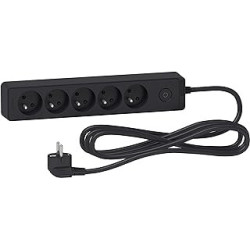 Rallonge électrique 5 prises, anthracite, 3 m