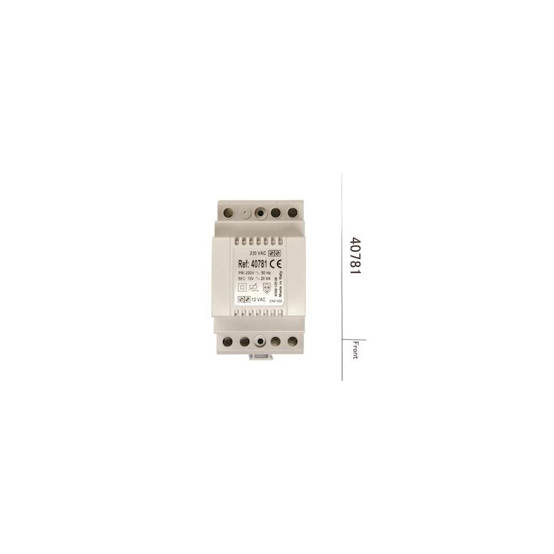 Transformateur 220V - 12V - 1.5A, fixation din et vis