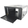 Baie 19", 9U, P60, 4 montants, porte verre Securit avec clef