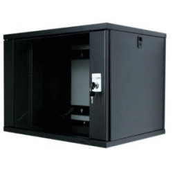 Baie 19", 9U, P60, 2 montants, porte verre, noire, en kit Eazy
